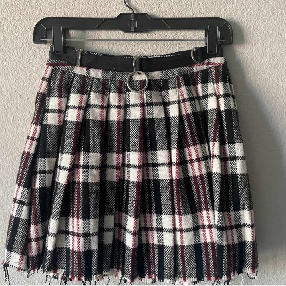 Current Mood Black and White Plaid Mini Skirt